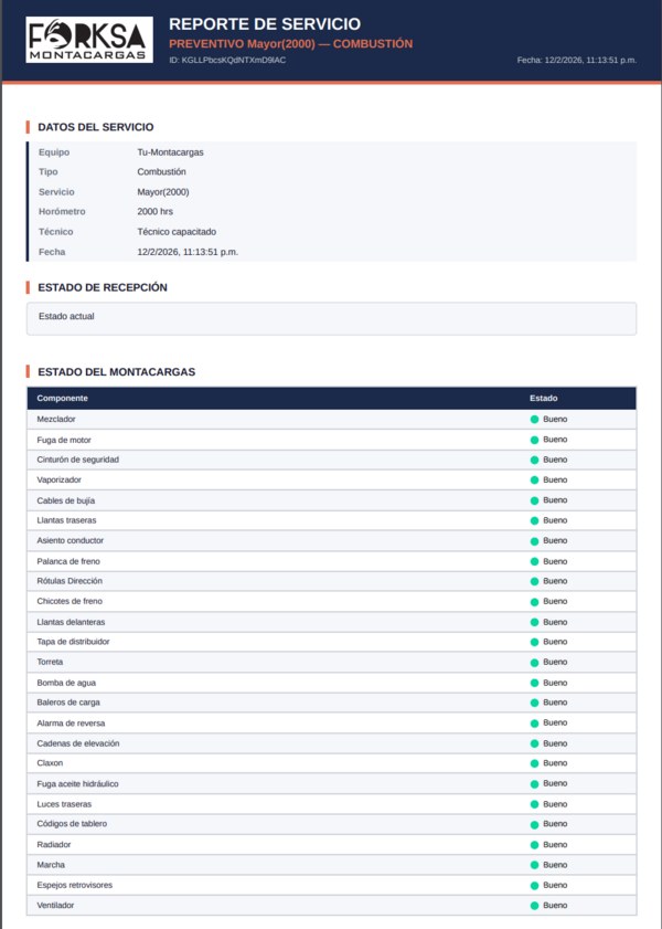 Reporte digital de mantenimiento en tablet